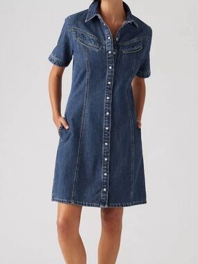 Levi's | Dresses | Levis Womens Tuli Black Denim Mini Dress In Size Small Brand New With Tags